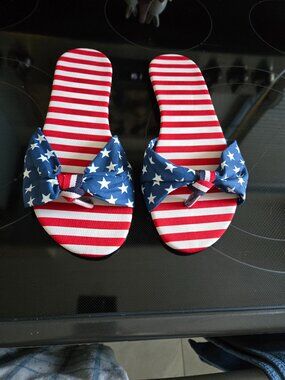 4th of July Flat Sandals (8) NWOT
